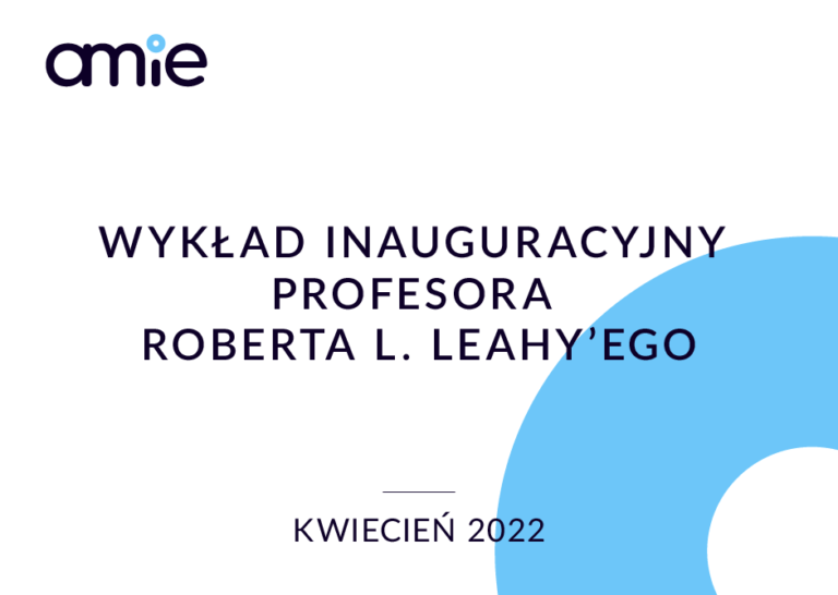 Wykład inauguracyjny profesora Roberta L. Leahy’ego, kwiecień 2022